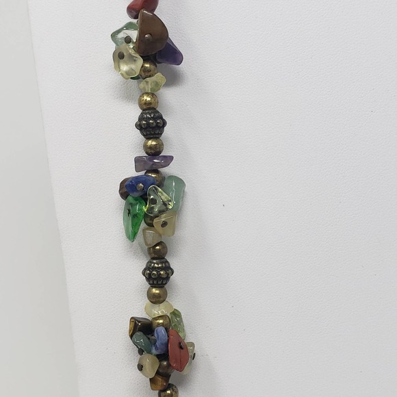 Cookie Lee Stone Chip Cluster Long Necklace - Picture 2 of 6